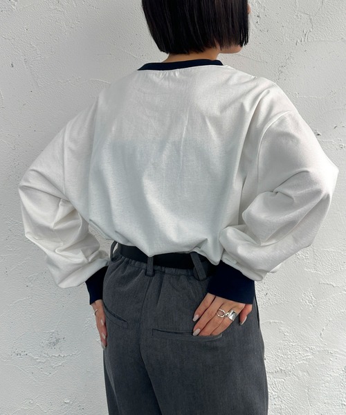 apres jour mignon（アプレジュールミニョン）の「リンガーロンT【ZOZOTOWN限定アイテム】（Tシャツ/カットソー・レディース・グリーン/ネイビー/イエロー・フリー/X-LARGE）」の13枚目の写真