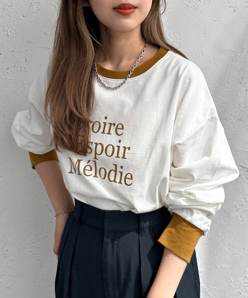 apres jour mignon（アプレジュールミニョン）の「リンガーロンT【ZOZOTOWN限定アイテム】（Tシャツ/カットソー・レディース・グリーン/ネイビー/イエロー・フリー/X-LARGE）」の22枚目の写真