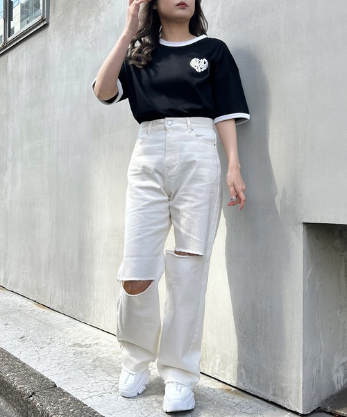 INGNI（イング）の「BACKハートロゴリンガーTシャツ（Tシャツ