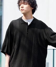 MONO-MART | ケーブルラインビッグニットポロシャツ(ポロシャツ)