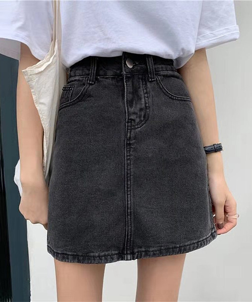 c.u.l（シーユーエル）の「台形デニムスカート culw424（スカート・レディース・ライトブルー/ブラック/グレー/ブルー・L/M/XL）」の3枚目の写真