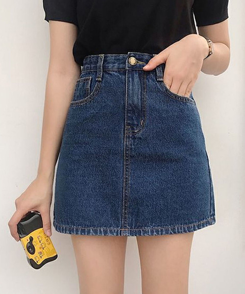 c.u.l（シーユーエル）の「台形デニムスカート culw424（スカート・レディース・ライトブルー/ブラック/グレー/ブルー・L/M/XL）」の12枚目の写真