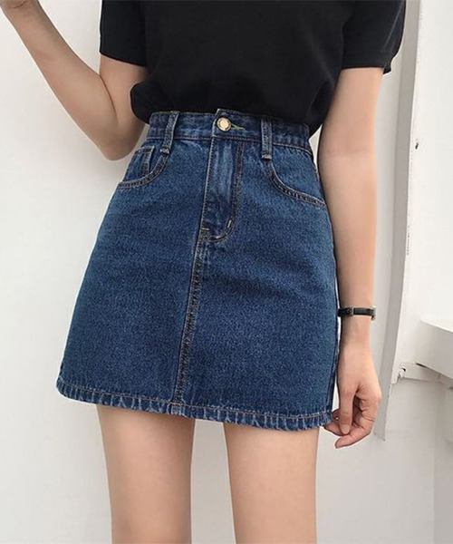 c.u.l（シーユーエル）の「台形デニムスカート culw424（スカート・レディース・ライトブルー/ブラック/グレー/ブルー・L/M/XL）」の15枚目の写真