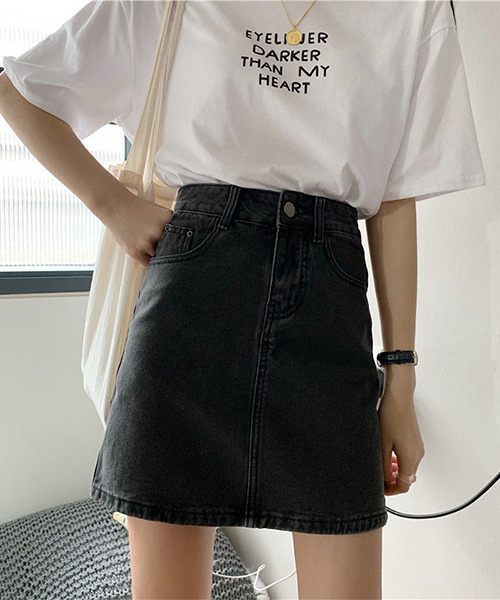 c.u.l（シーユーエル）の「台形デニムスカート culw424（スカート・レディース・ライトブルー/ブラック/グレー/ブルー・L/M/XL）」の18枚目の写真