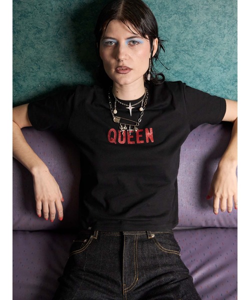 PAMEO POSE（パメオポーズ）の「Queen T-shirts（Tシャツ/カットソー・レディース・ホワイト/ブラウン/ブラック・SMALL）」の3枚目の写真