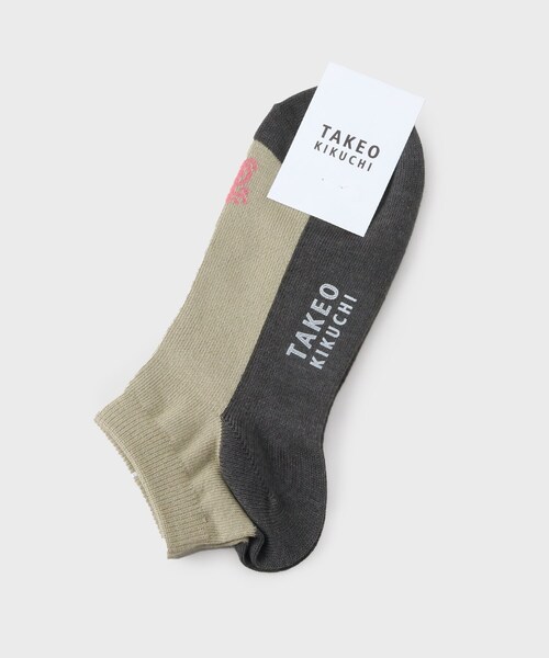 TAKEO KIKUCHI(タケオキクチ)の「◆バイカラー ショートソックス(ソックス/靴下・メンズ・ブラック系4/ベージュ系4/パープル系その他/ネイビー系4・00)」の1枚目の写真