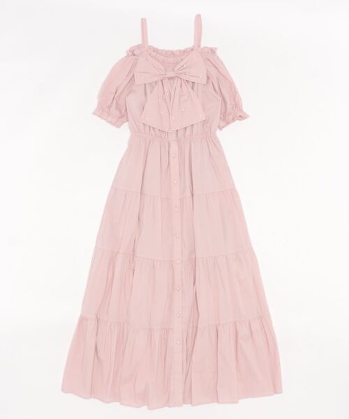 Ank Rouge（アンクルージュ）の「パールリボンティアードロングOP（ワンピース・レディース・ホワイト/ピンク/ブラック・M）」の13枚目の写真