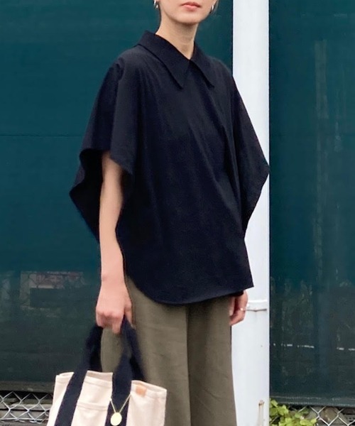 LBC（エルビーシー）の「シルケット襟付きプルオーバー（Tシャツ/カットソー・レディース・ブラック/ネイビー/ホワイト・M）」の3枚目の写真