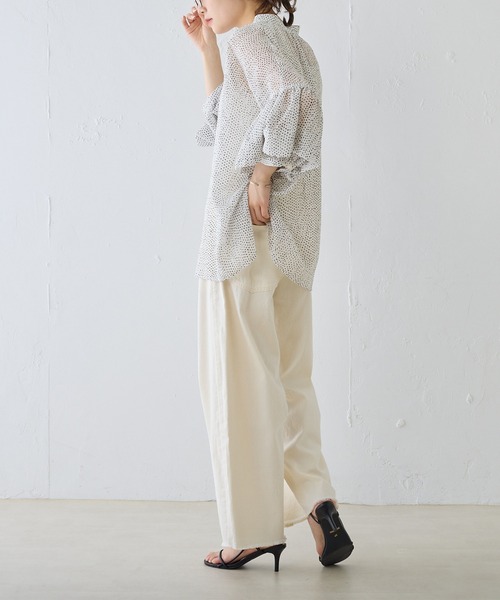 PUAL CE CIN（ピュアルセシン）の「【Du noir】ドット柄シアーブラウス（シャツ/ブラウス・レディース・ホワイト系/ブラック系・FREE）」の7枚目の写真