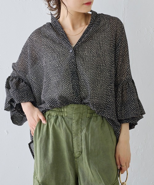 PUAL CE CIN（ピュアルセシン）の「【Du noir】ドット柄シアーブラウス（シャツ/ブラウス・レディース・ホワイト系/ブラック系・FREE）」の9枚目の写真