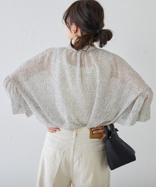 PUAL CE CIN（ピュアルセシン）の「【Du noir】ドット柄シアーブラウス（シャツ/ブラウス・レディース・ホワイト系/ブラック系・FREE）」の4枚目の写真