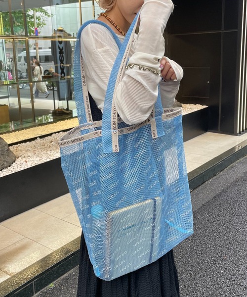 CIAOPANIC(チャオパニック)の「【GRAIN/グレイン】メッシュロゴトートバッグ(トートバッグ・レディース・ブラック/ベージュ/グリーン/ブルー/イエロー/ピンク・FREE)」の5枚目の写真