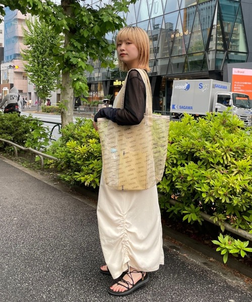 CIAOPANIC(チャオパニック)の「【GRAIN/グレイン】メッシュロゴトートバッグ(トートバッグ・レディース・ブラック/ベージュ/グリーン/ブルー/イエロー/ピンク・FREE)」の7枚目の写真