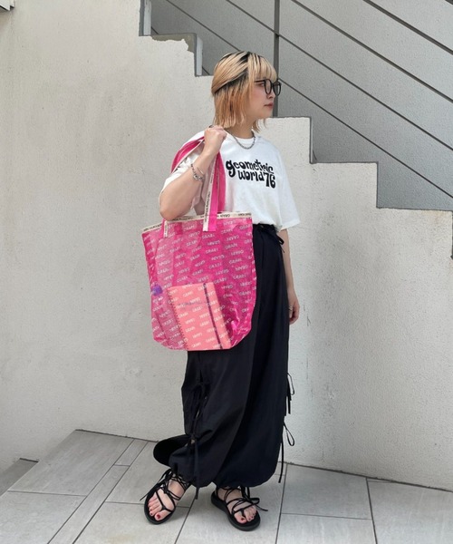 CIAOPANIC(チャオパニック)の「【GRAIN/グレイン】メッシュロゴトートバッグ(トートバッグ・レディース・ブラック/ベージュ/グリーン/ブルー/イエロー/ピンク・FREE)」の9枚目の写真