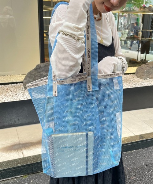 CIAOPANIC(チャオパニック)の「【GRAIN/グレイン】メッシュロゴトートバッグ(トートバッグ・レディース・ブラック/ベージュ/グリーン/ブルー/イエロー/ピンク・FREE)」の12枚目の写真