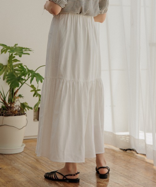 flower（フラワー）の「ボリュームティアードスカート（スカート・レディース・ホワイト/ベージュ・FREE）」の9枚目の写真