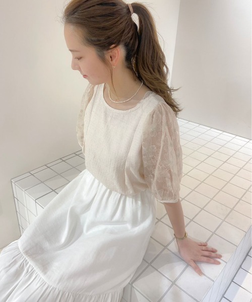 flower（フラワー）の「ボリュームティアードスカート（スカート・レディース・ホワイト/ベージュ・FREE）」の10枚目の写真