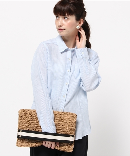 La TOTALITE（ラトータリテ）の「フレンチリネン2WAYシャツ（シャツ/ブラウス・レディース・サックスブルー/ピンク系その他/オレンジ・FREE）」の2枚目の写真