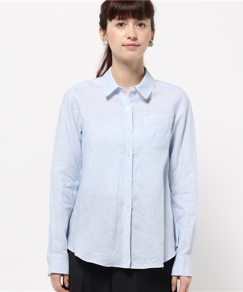 La TOTALITE（ラトータリテ）の「フレンチリネン2WAYシャツ（シャツ/ブラウス・レディース・サックスブルー/ピンク系その他/オレンジ・FREE）」の4枚目の写真