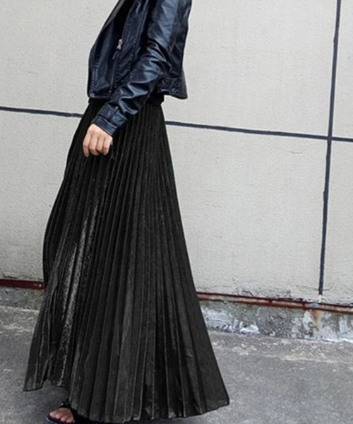 COCOMOMO（ココモモ）の「ベロア プリーツ ロング フレア スカート（スカート・レディース・ライトブラウン/ブラック/アイボリー/グリーン・FREE）」の13枚目の写真