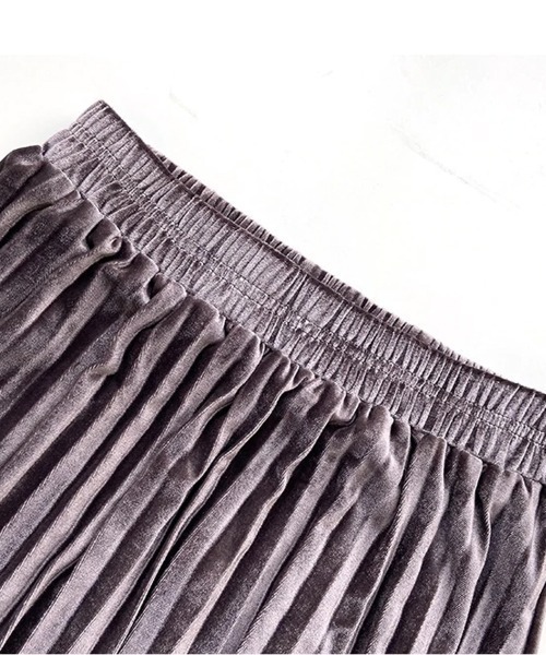 COCOMOMO（ココモモ）の「ベロア プリーツ ロング フレア スカート（スカート・レディース・ライトブラウン/ブラック/アイボリー/グリーン・FREE）」の21枚目の写真