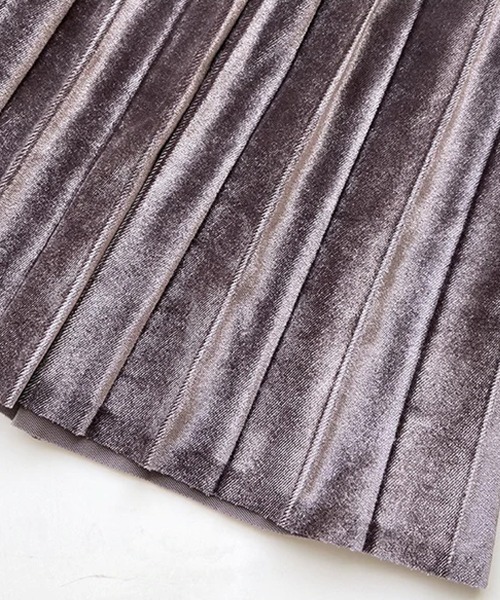 COCOMOMO（ココモモ）の「ベロア プリーツ ロング フレア スカート（スカート・レディース・ライトブラウン/ブラック/アイボリー/グリーン・FREE）」の22枚目の写真