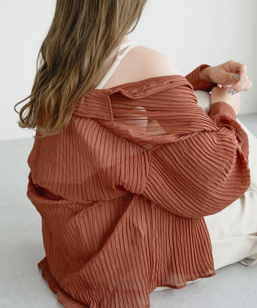 Ambre Ciel（アンブルシエル）の「シアーワッシャービッグシャツ／【WEB/EC限定商品】（シャツ/ブラウス・レディース・オレンジ/ブラック/アイボリー・FREE）」の3枚目の写真