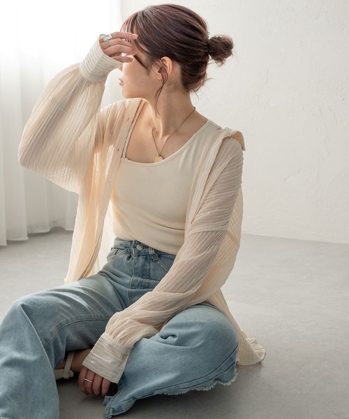 Ambre Ciel（アンブルシエル）の「シアーワッシャービッグシャツ／【WEB/EC限定商品】（シャツ/ブラウス・レディース・オレンジ/ブラック/アイボリー・FREE）」の2枚目の写真