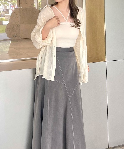 Ambre Ciel（アンブルシエル）の「シアーワッシャービッグシャツ／【WEB/EC限定商品】（シャツ/ブラウス・レディース・オレンジ/ブラック/アイボリー・FREE）」の4枚目の写真