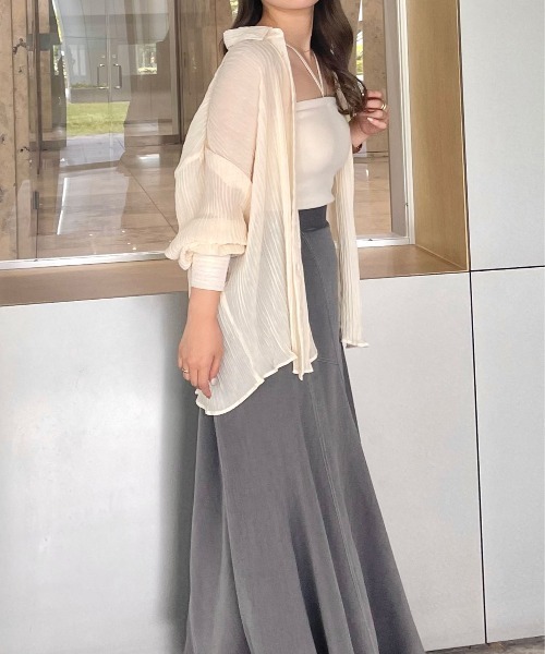 Ambre Ciel（アンブルシエル）の「シアーワッシャービッグシャツ／【WEB/EC限定商品】（シャツ/ブラウス・レディース・オレンジ/ブラック/アイボリー・FREE）」の5枚目の写真