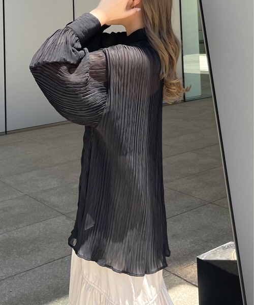 Ambre Ciel（アンブルシエル）の「シアーワッシャービッグシャツ／【WEB/EC限定商品】（シャツ/ブラウス・レディース・オレンジ/ブラック/アイボリー・FREE）」の14枚目の写真