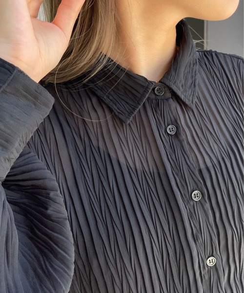 Ambre Ciel（アンブルシエル）の「シアーワッシャービッグシャツ／【WEB/EC限定商品】（シャツ/ブラウス・レディース・オレンジ/ブラック/アイボリー・FREE）」の15枚目の写真