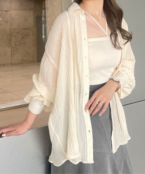 Ambre Ciel（アンブルシエル）の「シアーワッシャービッグシャツ／【WEB/EC限定商品】（シャツ/ブラウス・レディース・オレンジ/ブラック/アイボリー・FREE）」の20枚目の写真