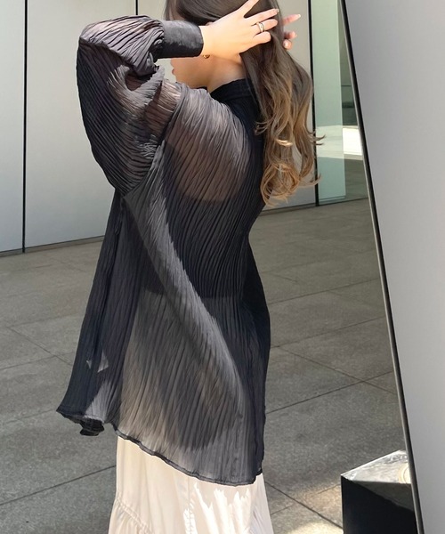 Ambre Ciel（アンブルシエル）の「シアーワッシャービッグシャツ／【WEB/EC限定商品】（シャツ/ブラウス・レディース・オレンジ/ブラック/アイボリー・FREE）」の18枚目の写真