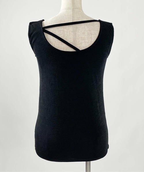 PICCIN(ピッチン)の「カップ付き接触冷感アシメストラップタンクトップ(タンクトップ・レディース・ブラック/サックスブルー・M/L)」の17枚目の写真