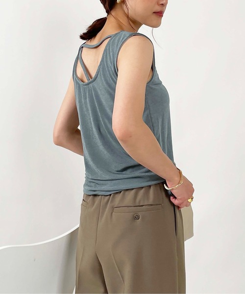 PICCIN(ピッチン)の「カップ付き接触冷感アシメストラップタンクトップ(タンクトップ・レディース・ブラック/サックスブルー・M/L)」の16枚目の写真