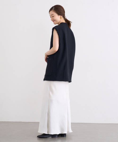 【美品】IENA イエナ　ダブルサテンスカート 38 ブラック 追加11》ダブルサテンスカート（ロング・マキシ丈スカート