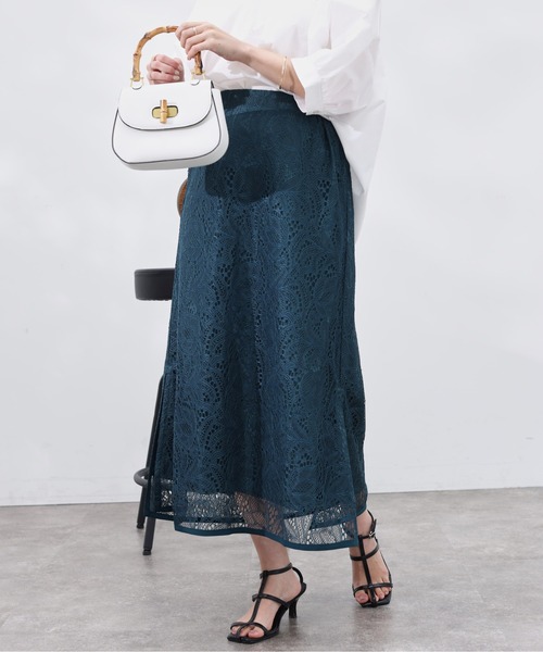 Chez toi（シェトワ）の「レースパイピングスリットスカート（スカート・レディース・ブラック/グレー/グリーン・FREE）」の3枚目の写真