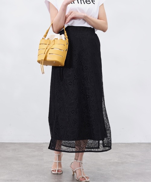 Chez toi（シェトワ）の「レースパイピングスリットスカート（スカート・レディース・ブラック/グレー/グリーン・FREE）」の15枚目の写真