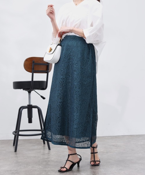 Chez toi（シェトワ）の「レースパイピングスリットスカート（スカート・レディース・ブラック/グレー/グリーン・FREE）」の12枚目の写真