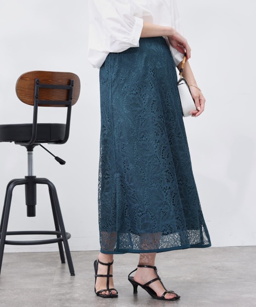 Chez toi（シェトワ）の「レースパイピングスリットスカート（スカート・レディース・ブラック/グレー/グリーン・FREE）」の8枚目の写真