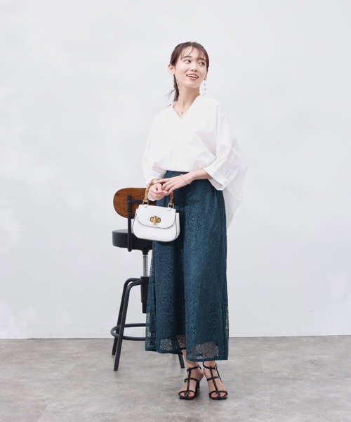 Chez toi（シェトワ）の「レースパイピングスリットスカート（スカート・レディース・ブラック/グレー/グリーン・FREE）」の14枚目の写真