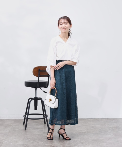 Chez toi（シェトワ）の「レースパイピングスリットスカート（スカート・レディース・ブラック/グレー/グリーン・FREE）」の19枚目の写真