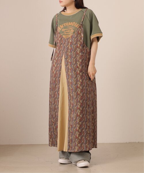 DOUBLE NAME(ダブルネーム)の「USED加工ラグラン半袖スウェット/ユニセックス可(Tシャツ/カットソー・レディース・オレンジ/スミクロ/グリーン・FREE)」の6枚目の写真