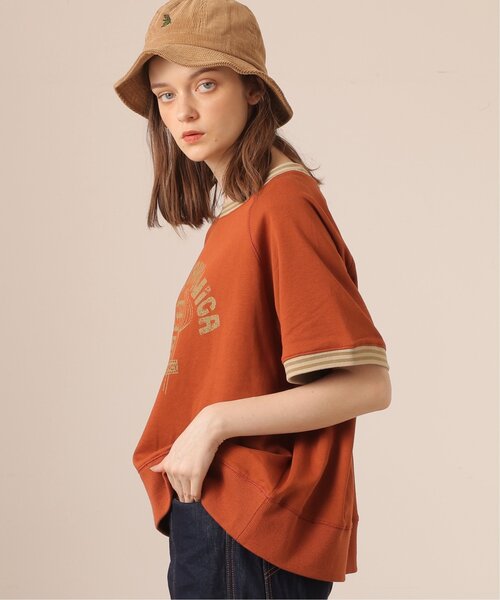 DOUBLE NAME(ダブルネーム)の「USED加工ラグラン半袖スウェット/ユニセックス可(Tシャツ/カットソー・レディース・オレンジ/スミクロ/グリーン・FREE)」の12枚目の写真