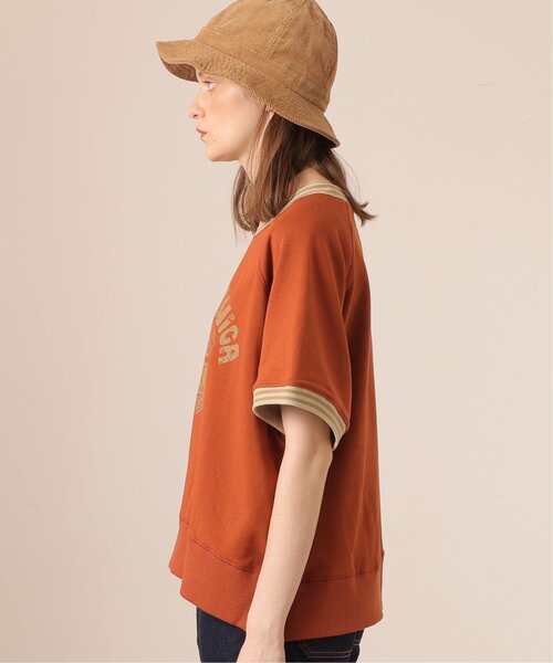 DOUBLE NAME(ダブルネーム)の「USED加工ラグラン半袖スウェット/ユニセックス可(Tシャツ/カットソー・レディース・オレンジ/スミクロ/グリーン・FREE)」の17枚目の写真