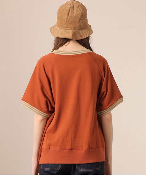 DOUBLE NAME(ダブルネーム)の「USED加工ラグラン半袖スウェット/ユニセックス可(Tシャツ/カットソー・レディース・オレンジ/スミクロ/グリーン・FREE)」の18枚目の写真