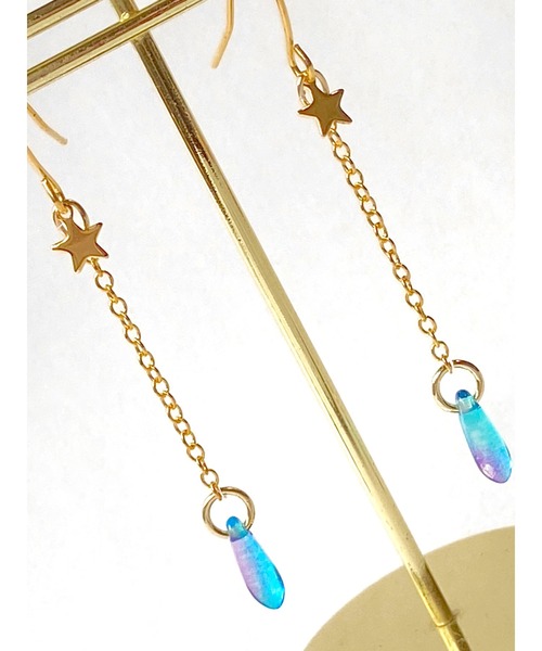 tone(トーン)の「【MUURABBTI】夜空の雫と星のピアス(MA)(ピアス(両耳用)・レディース・シルバー/ゴールド・FREE)」の6枚目の写真