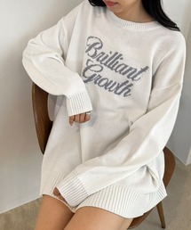 OLIVE des OLIVE | ロゴジャガードチュニックニット　1032050120(ニット/セーター)
