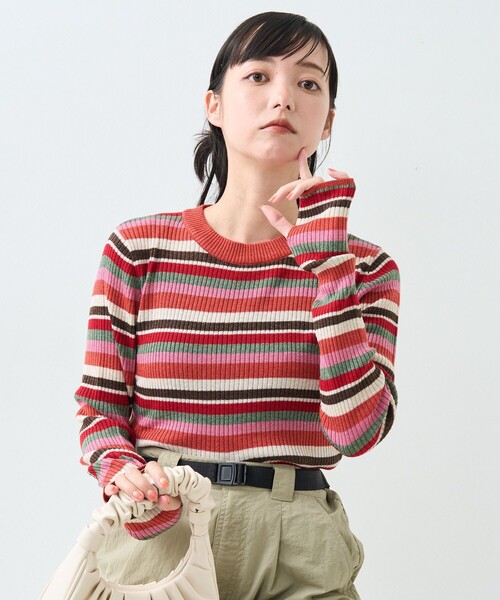 FREAK'S STORE（フリークスストア）の「ウォッシャブル ラメ クルーネック ニット/リブニット（ニット/セーター・レディース・ブルーグリーン/ピンク/ブルー/レッド/オフホワイト/ブラック・ﾌﾘ-）」の6枚目の写真